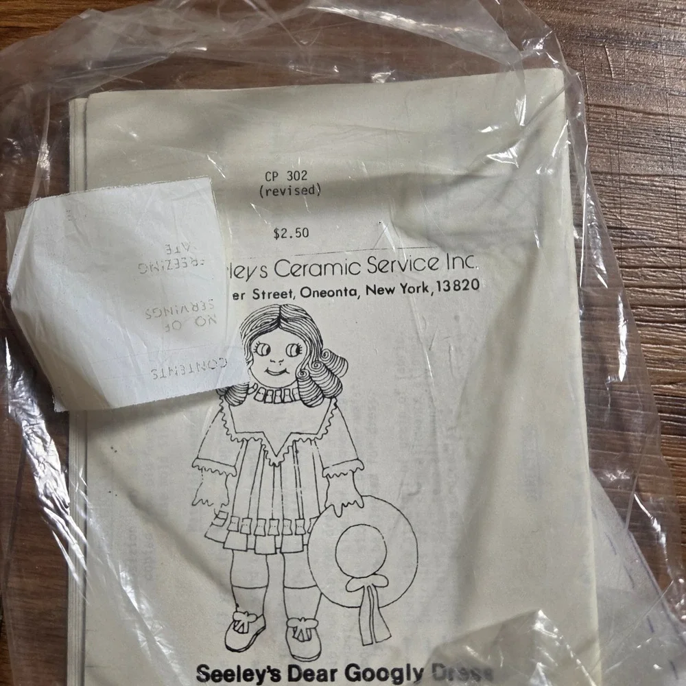 Vintage Seeley's Dear Googly Dress Doll Pattern CP 302 Mold 1-H J.D.K. 221 Craft